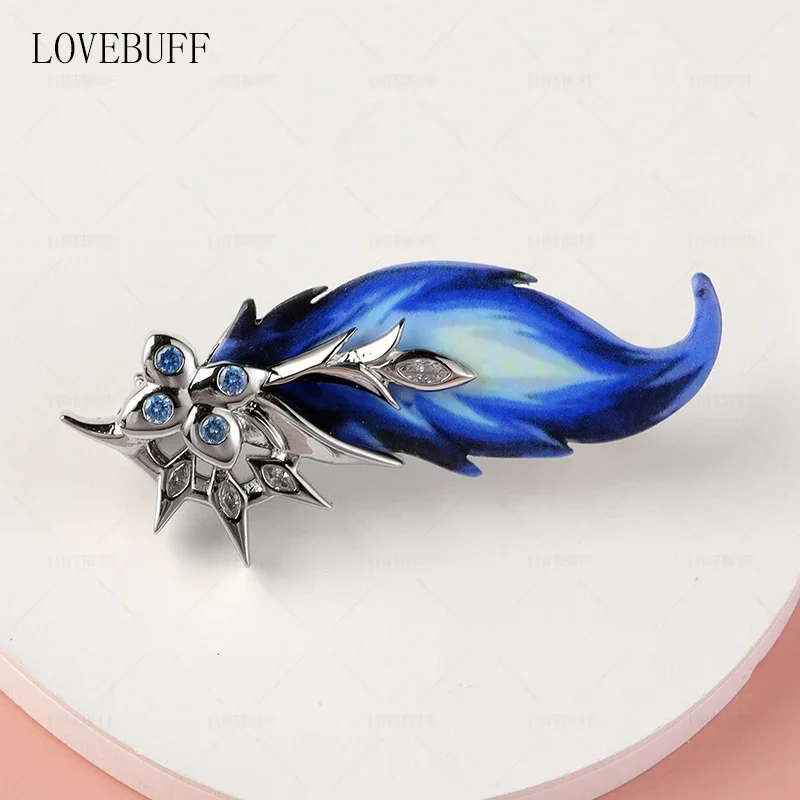 

Anime Genshin Impact Eula Cosplay Pale Relic Feathers Series Brooch Award Cartoon Breastpin Mascot Ornament Accessory Souvenir