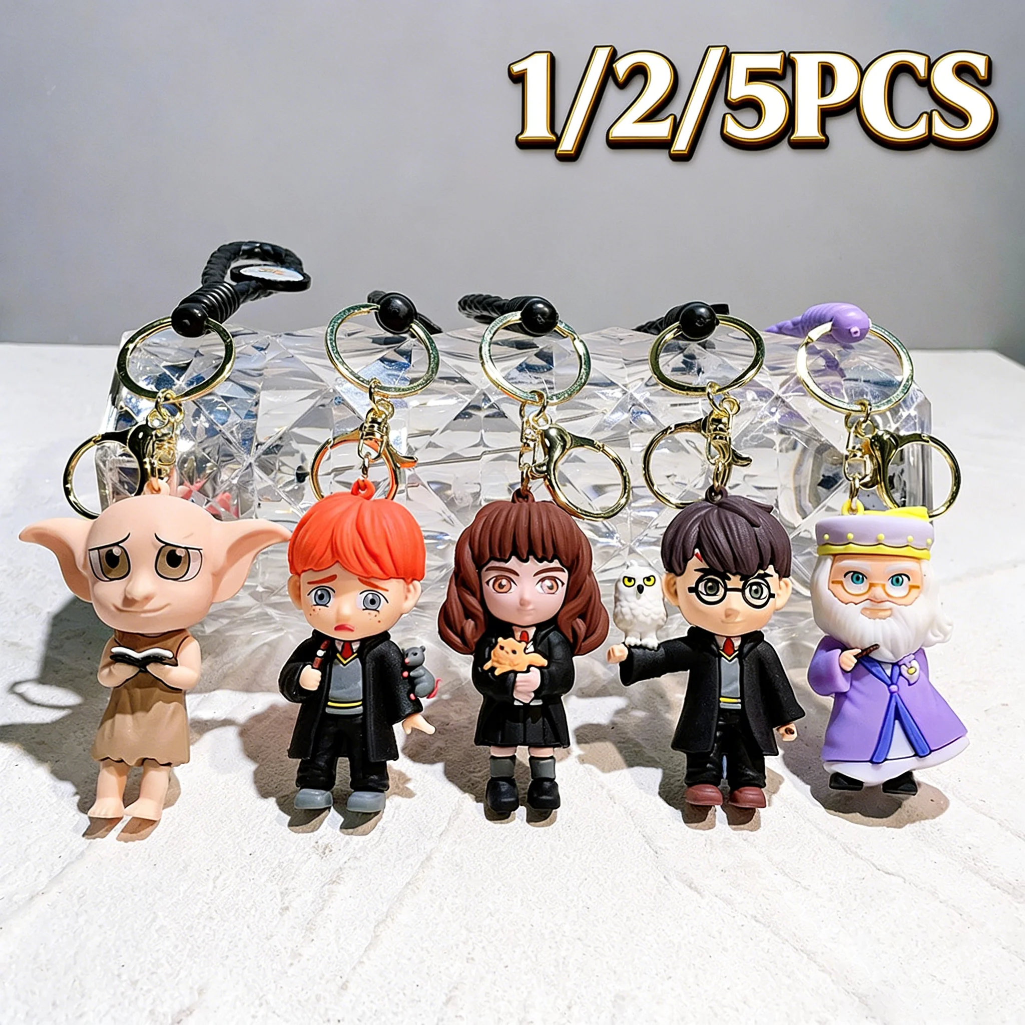 1/2/5 Uds. Llavero con personaje de dibujos animados de Harry Potter Hogwarts, decoración para bolso de coche, regalo para fanáticos, accesorio para llaves para niños y niñas