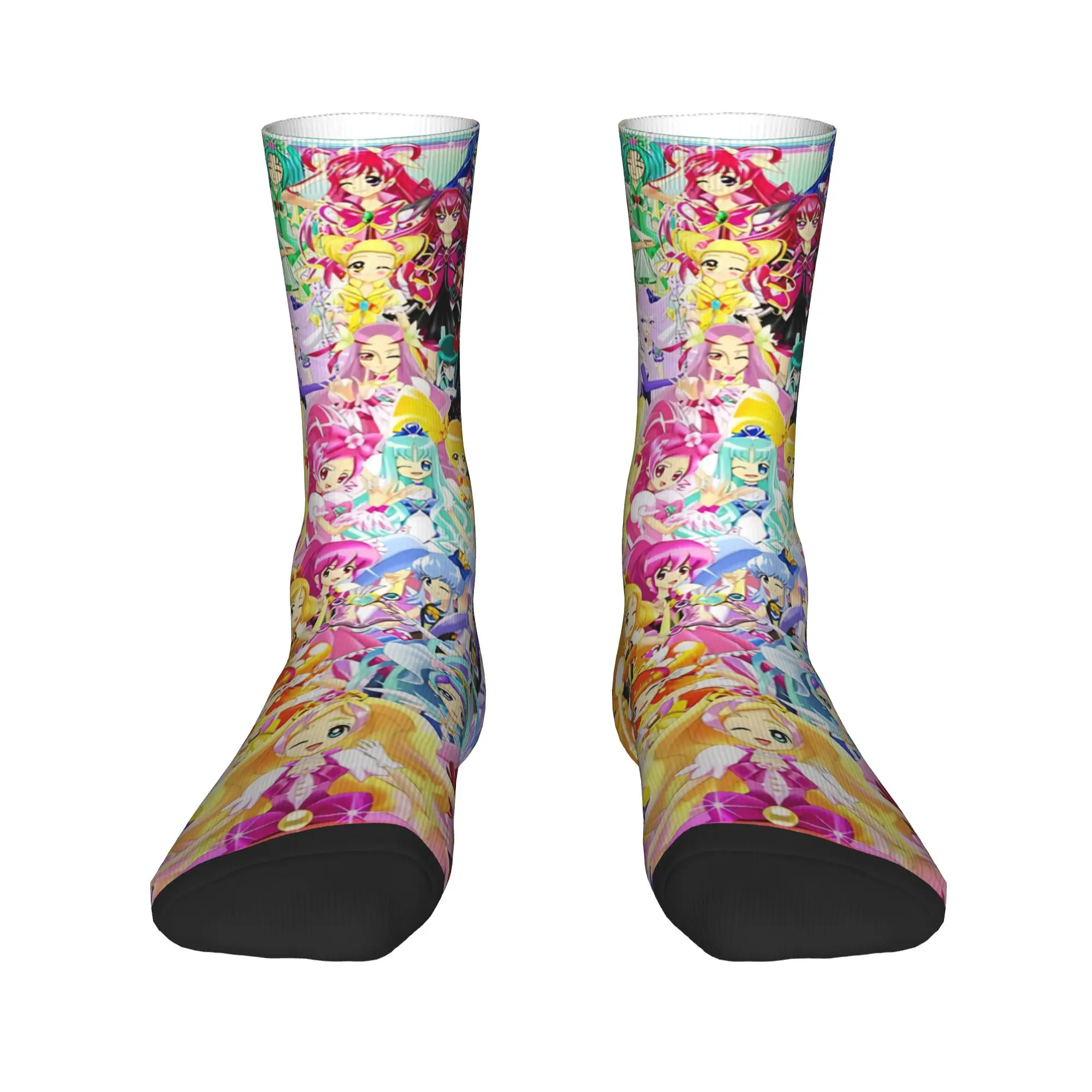 Funny Sock Bandai Pretty Cure  Smile Precure! Rock Quality Pattern Printed Men Crew Socks Novelty Men's Socks