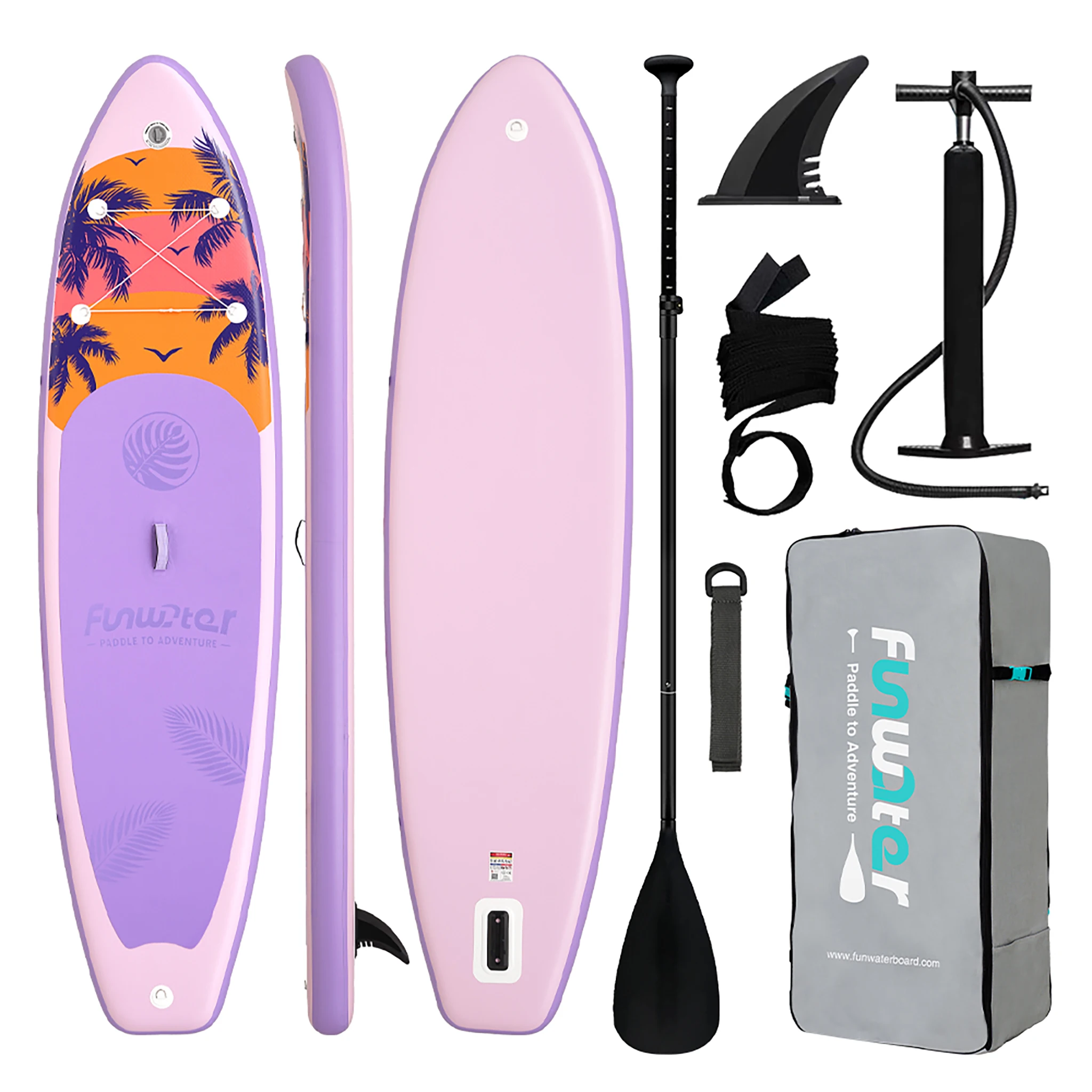 FunWater 11'/11'6" Allround-SUP-Board, aufblasbares Stand-Up-Paddleboard mit Drop-Stitch-Technologie und Zubehör, ultraleichtes, stabiles SUP-Board zum Paddeln auf dem Meer und im See
