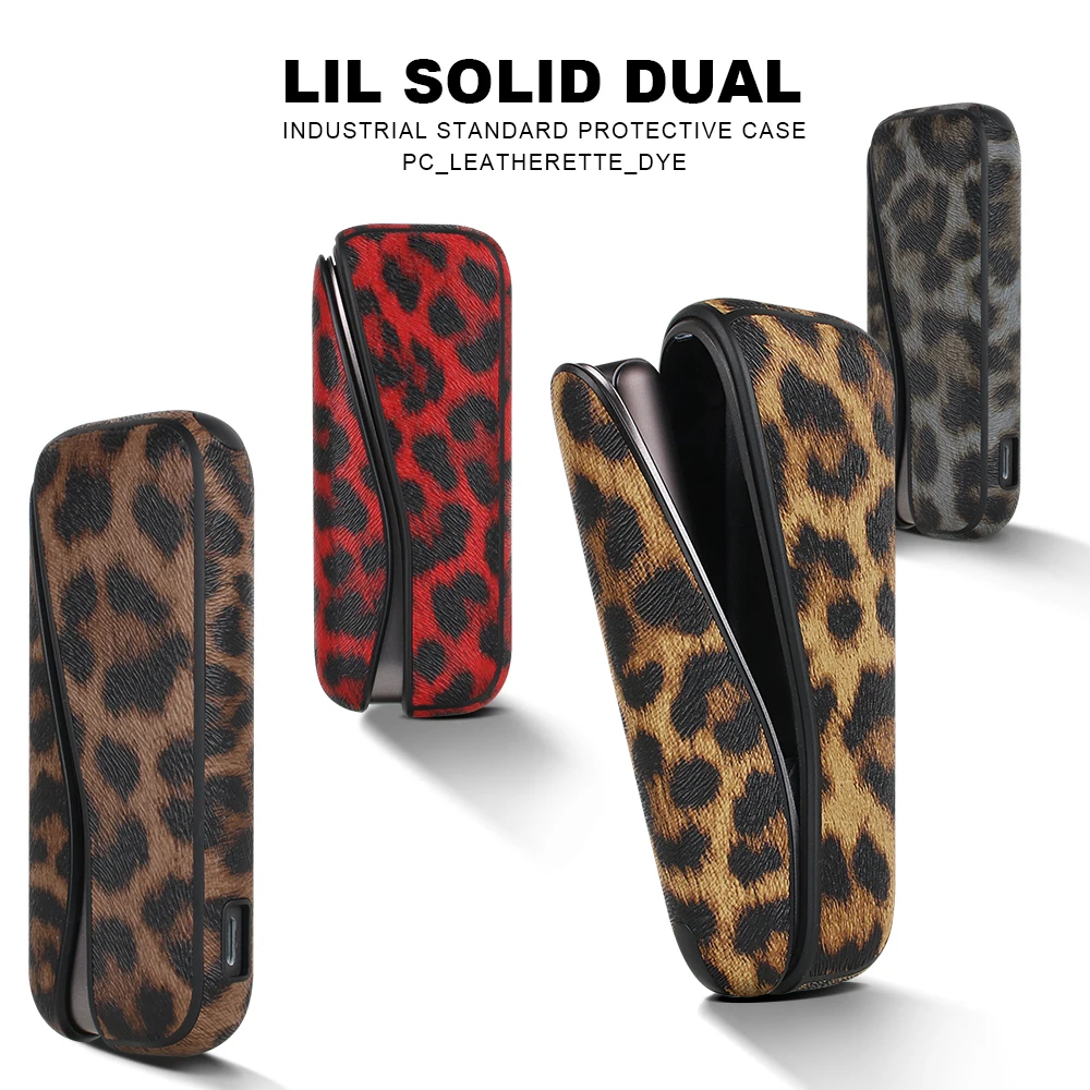 

PU leather protective case suitable for LiL SOLID DUAL, with leopard print design to protect electronic cigarette accessories.