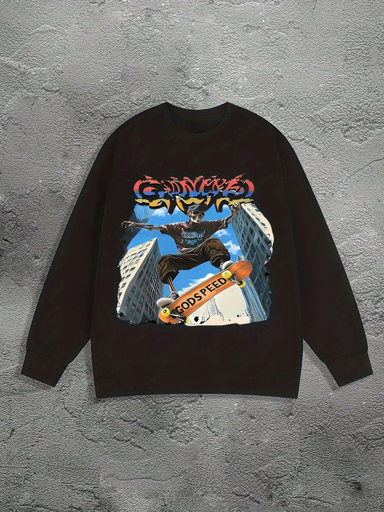 

Череп Скейтборд Графический принт Осенние и зимние мужские и женские толстовки Повседневные свободные уличные спортивные тренировки