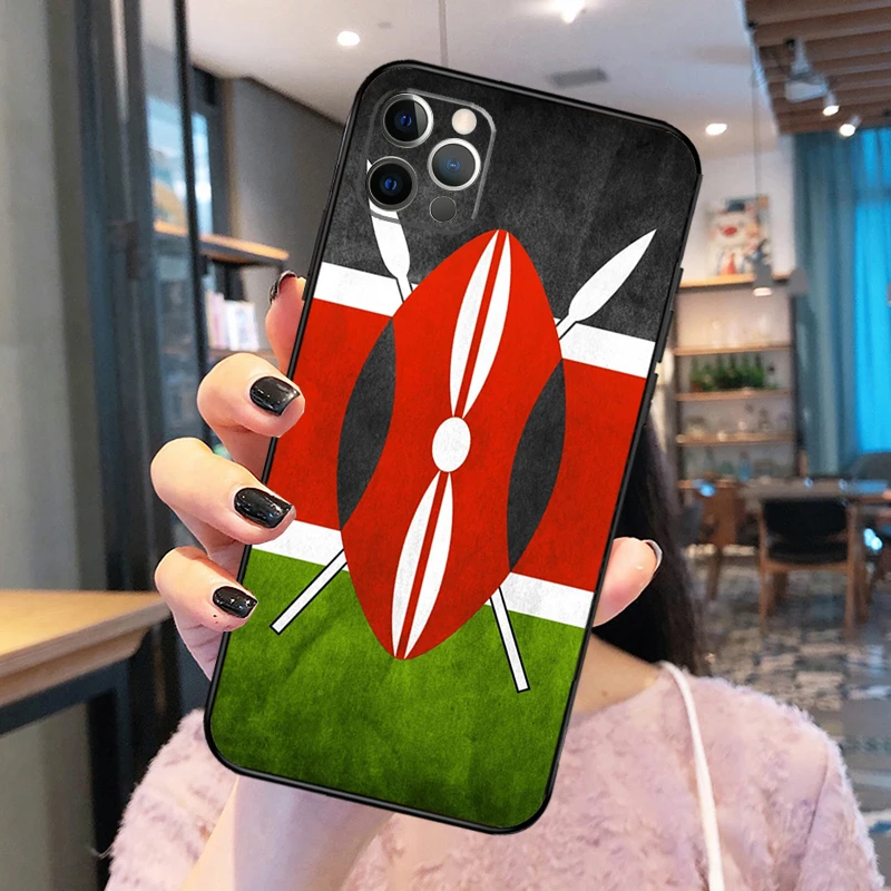 Kenya Flag Case For iPhone 14 15 16 12 11 13 Pro Max XS X XR Plus 13 12 Mini Back Cover Shell