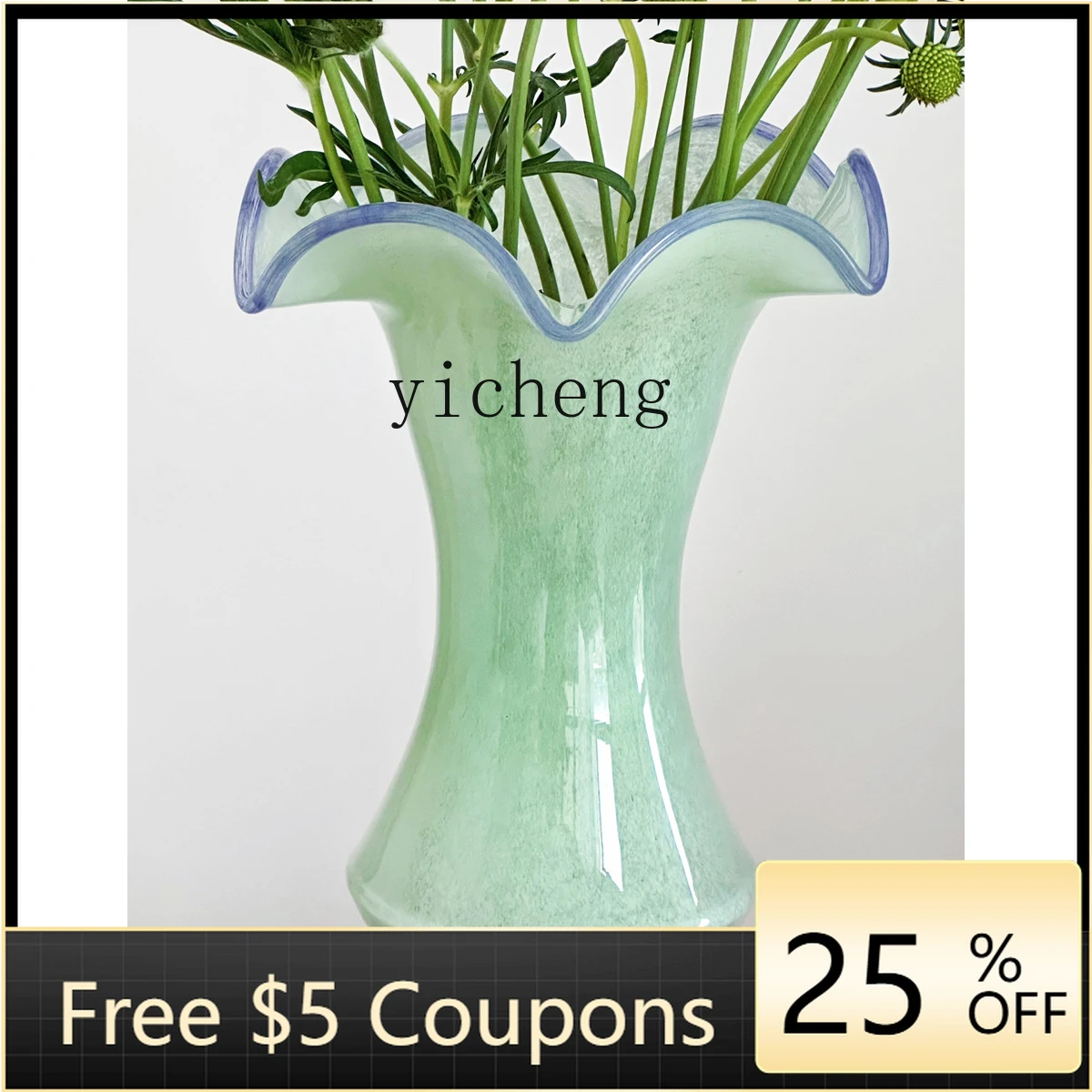

L3-10 Green Tall Wind Lamp Glazed Vase Water Flower Roser