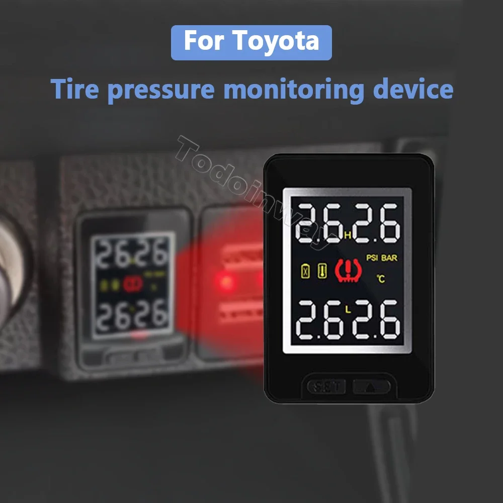 

Car LCD Display External Sensor TPMS Tire Pressure Monitoring System Wireless Alarm Alert For Toyota Corolla Prado RAV4 Vios