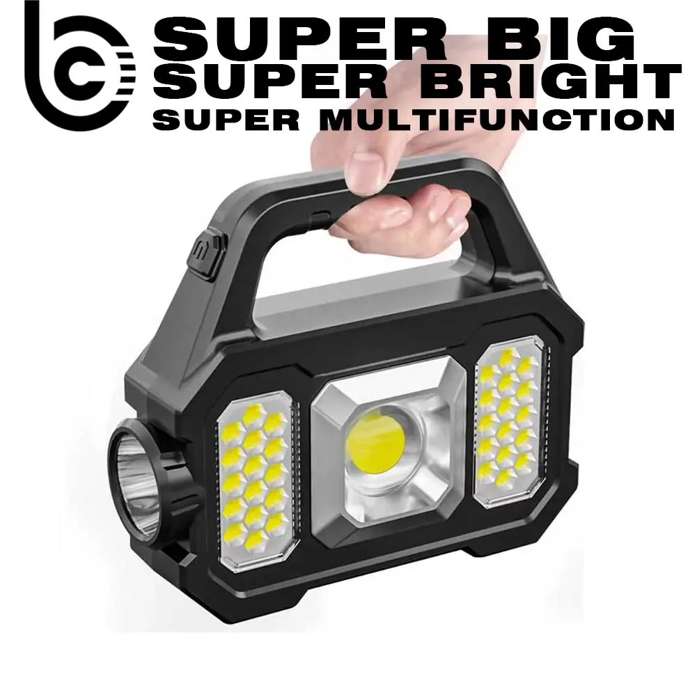 500lm Rechargeable Flashlight Waterproof 6 Gears Torch Light Portable Powerful Lantern Solar USB Charging for Camping Hiking