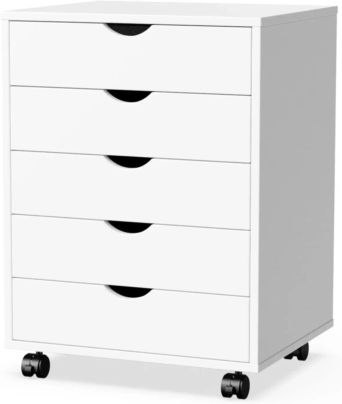 

5 Drawer Chest- Dressers Storage Cabinets Wooden Dresser White Mobile Cabinet with Wheels Room Organizer Rolling Small Drawers