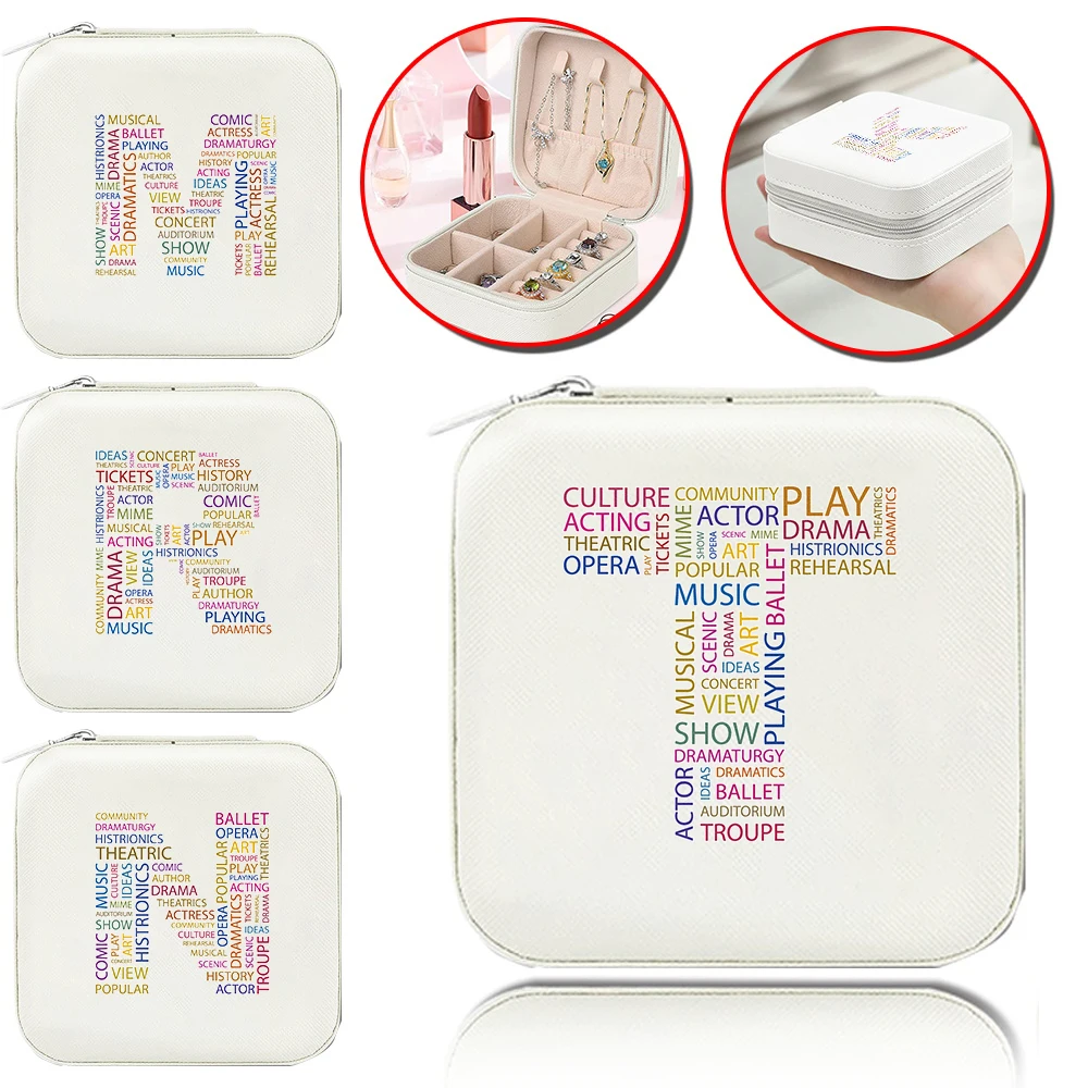 Jewelry Casket Portable Large Capacity Travel Jewelry Organizer Text Series Necklace Earring Display Case Simple Storage Box