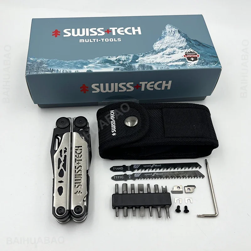 SWISS TECH 37 In 1 Multitool Pliers Folding Multi Tool Scissors