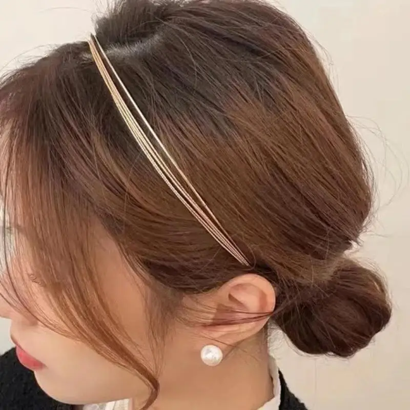 1pc New Fashion Multilayered Versatile Minimalist Slim Headband Thin Headbands Women Multilayer Alloy Hair Hoop Hair Accessories