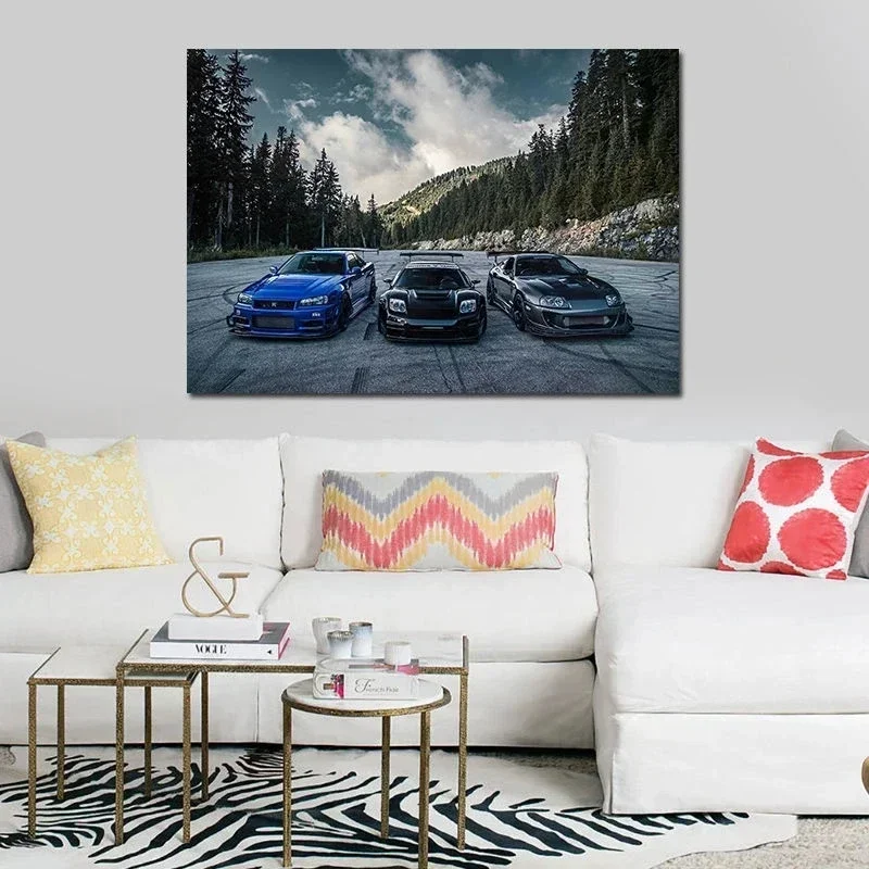 Supra Nissan Skyline NSX Blue Car HD Canvas Paintings Wall Pop Art Picture Posters and Prints for Boys Bedroom Living Room Decor