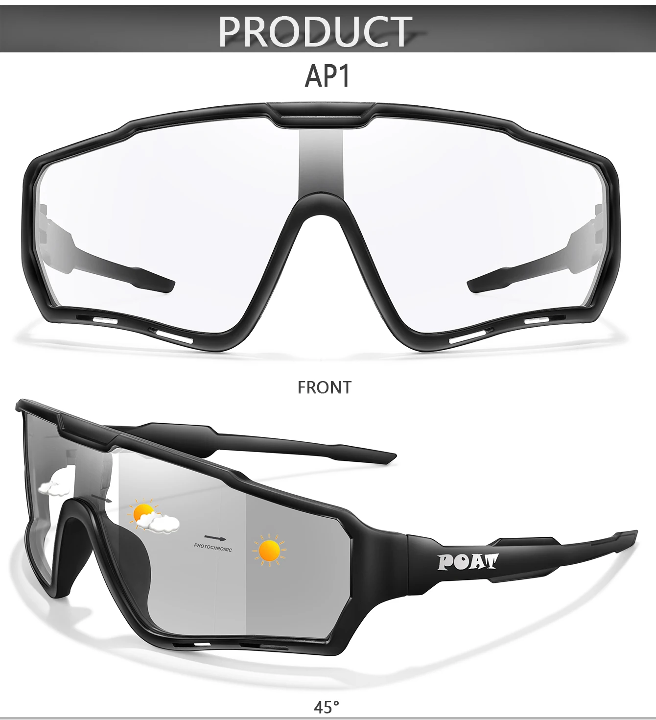 POAT Marke Starke Licht Photochrome Sonnenbrille Neue Stil Sport Männer Frauen MTB Fahrrad Brillen Radfahren Angeln Laufen – Detail 6