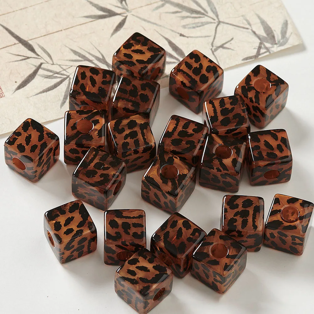 10 Stück Acryl-Perlen mit Leopardenmuster, herzförmig, Stern, unregelmäßige gerade Löcher, lose Perlen, DIY-Schmuckzubehör für die Herstellung von Armbändern – Detail 10