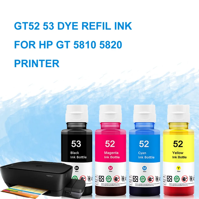 100ML*4 GT52 GT53 Refill Dye Ink For HP GT 52 53 Deskjet GT5810 GT5820 5810 5820 For HP 110 115 310 315 Inkjet Printer