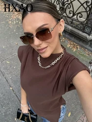 HXAO 2025 Women Top Ruffled Asymmetric Tops For Women Tanks & Camis Ruched Sleeveless Tops Vest Burgundy Brown Black Tank Tops