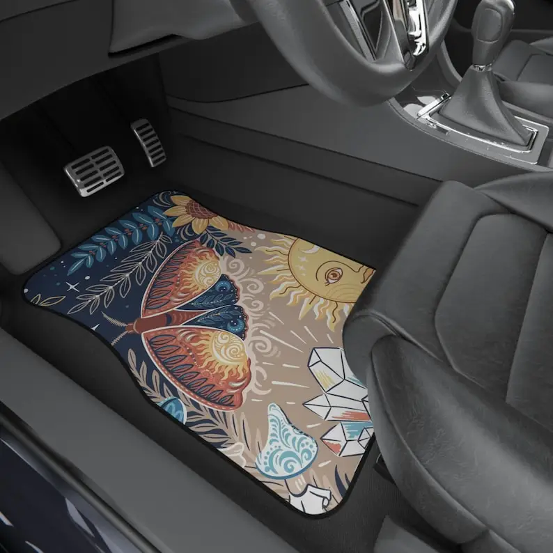 

Boho Car Mats with style of Day and night wanders printed car floor mats boho car accessories boho sun car mats set for girls