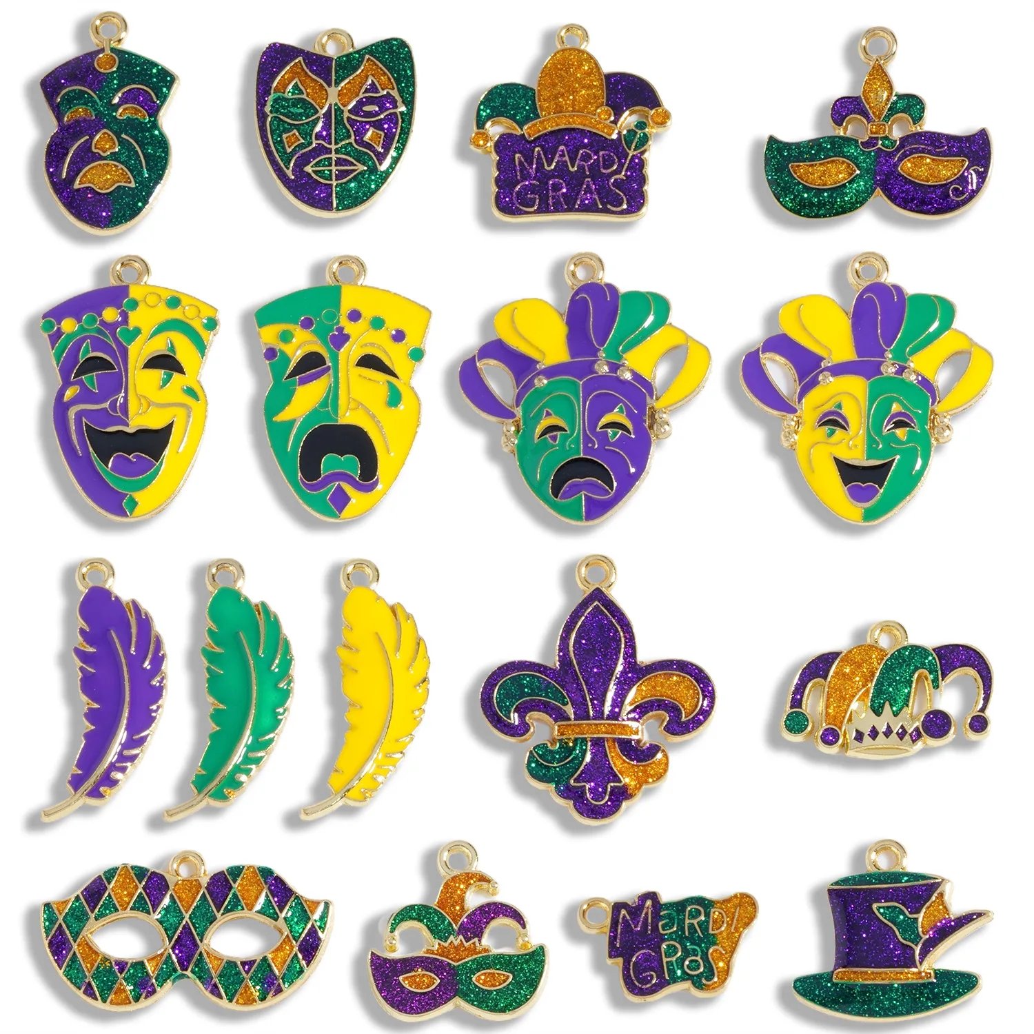 Brazil Carnival Mardi Gras Enamel Charms for Cap Chain Keychain Jewelry Making