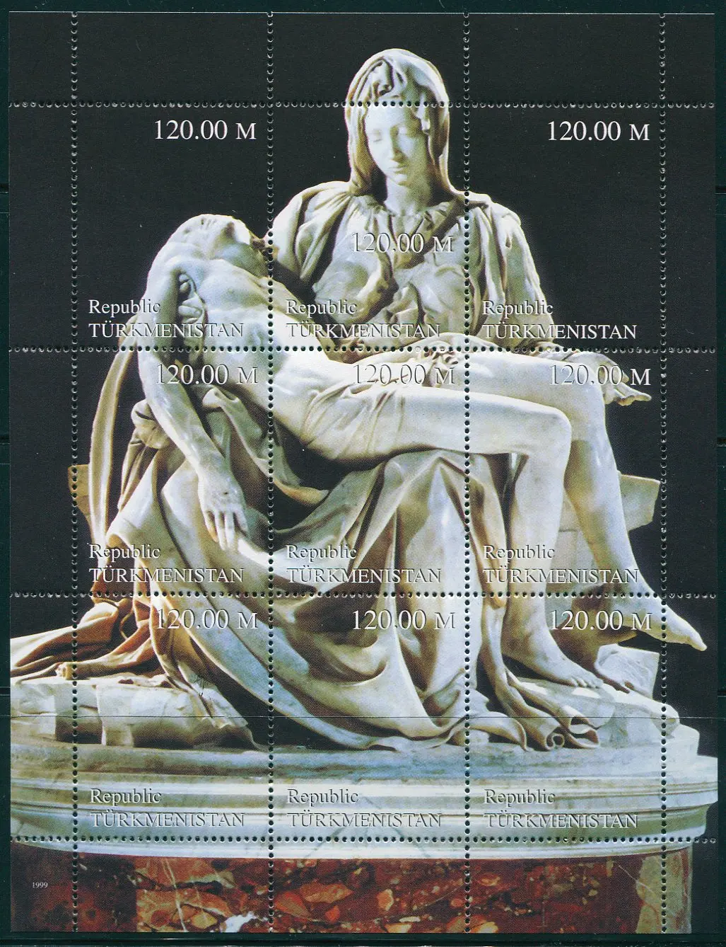 Alle neuen türkmenistanischen Poststempel Mourns Jesus Michelangelo Skulptur Y1999 Sammlerstück Briefmarken Material für Scrapbooking – Detail 1