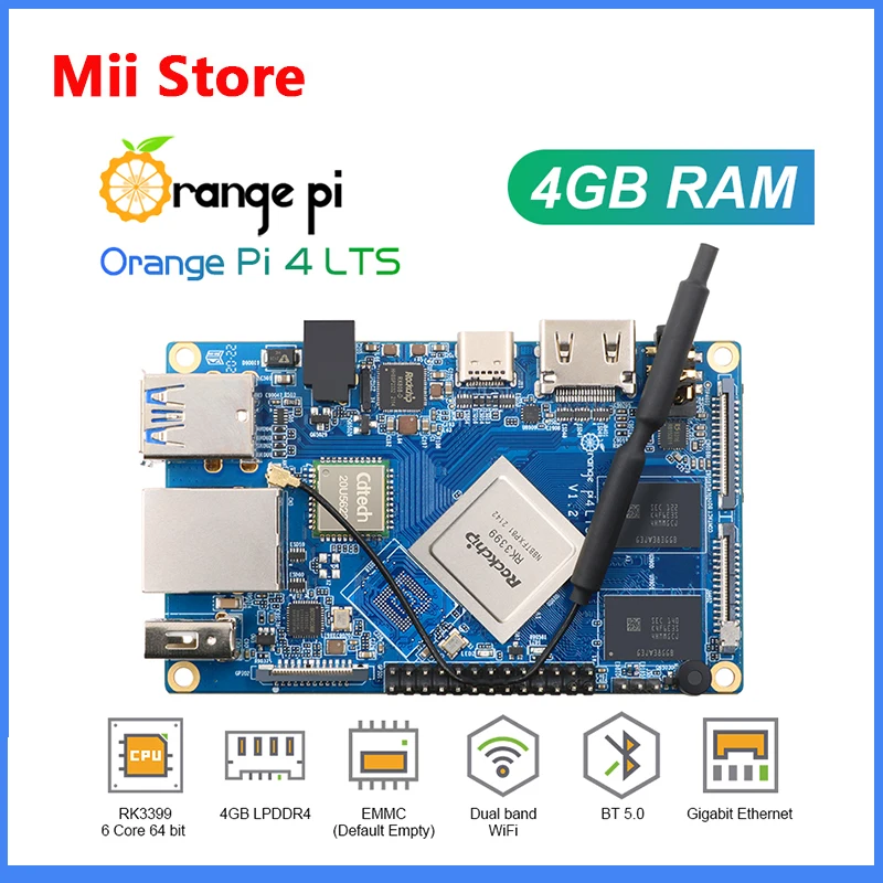 

Orange Pi 4 LTS 4GB RAM Rockchip RK3399, Supported Wifi+BT5.0,Gigabit Ethernet, Run Android,Ubuntu,Debian OS