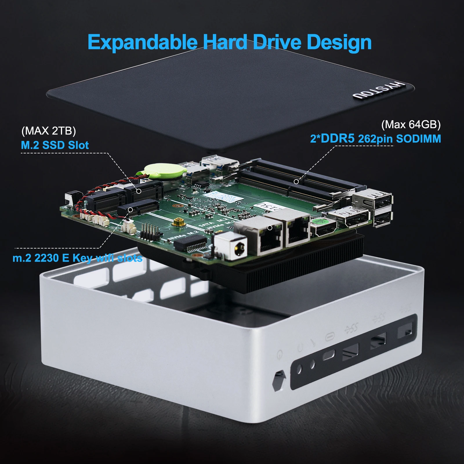 HYSTOU Mini NUC Ofiice Desktop Computer M3 Intel Core i3 i5 i7 1340P CPU 2*DDR5 SO-DIMM 262pin Type-C 3 8K Display Output