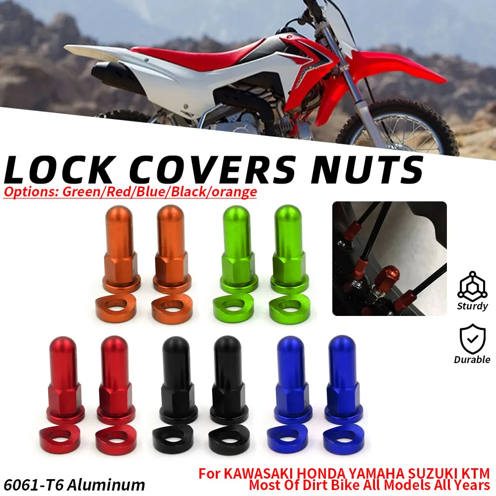 Motorrad CNC Aluminium MX Felgenschlossabdeckungen Muttern Unterlegscheiben Sicherheitsschrauben für KAWASAKI HONDA YAMAHA SUZUKI KTM Dirt Bike