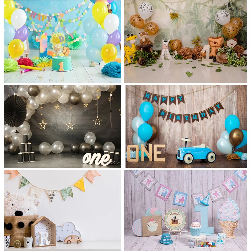 

Jungle Happy Birthday Photography Backdrops Newborn Air Balloon Party corations Portrait Photo Studio Background G-16