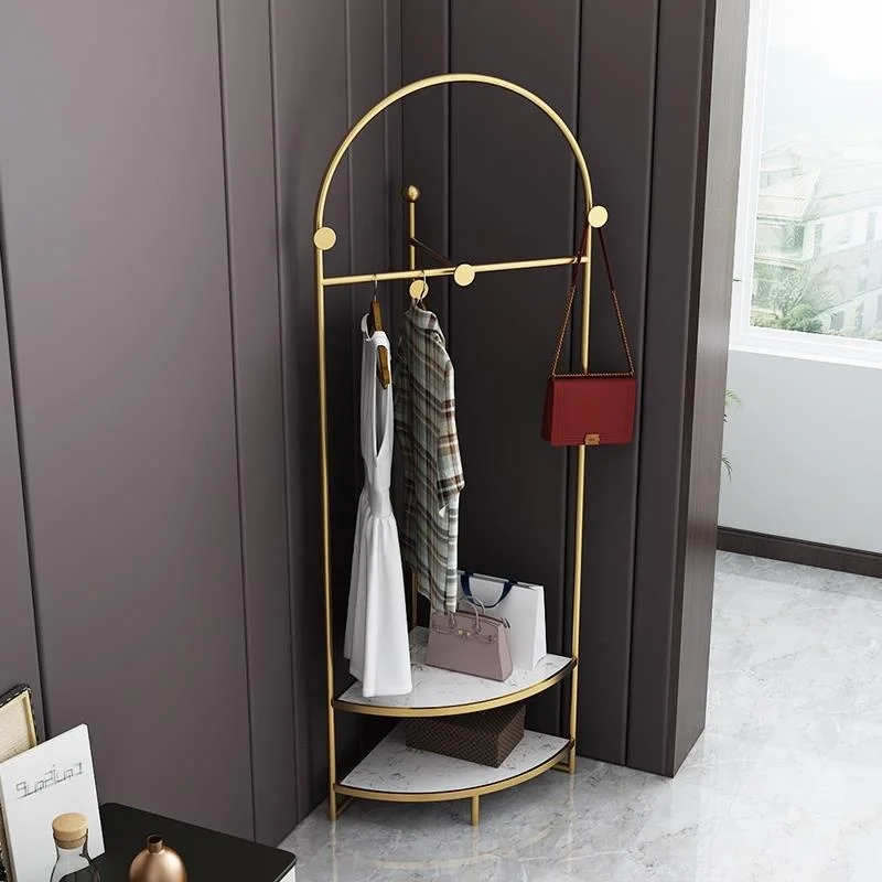 Custom Nordic INS Bedroom Clothes Rack Floor-standing Home Bathroom Corner Light Luxury Double Rod Coat Rack