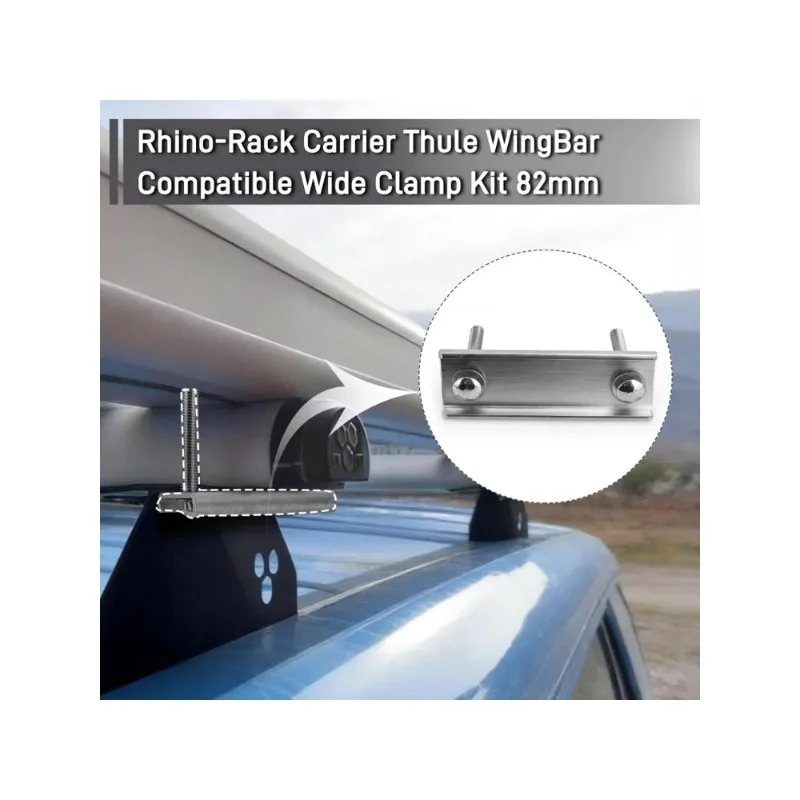 82mm For Rhino Rack Carrier Thule WingBar Compatible Wide Clamp Kit