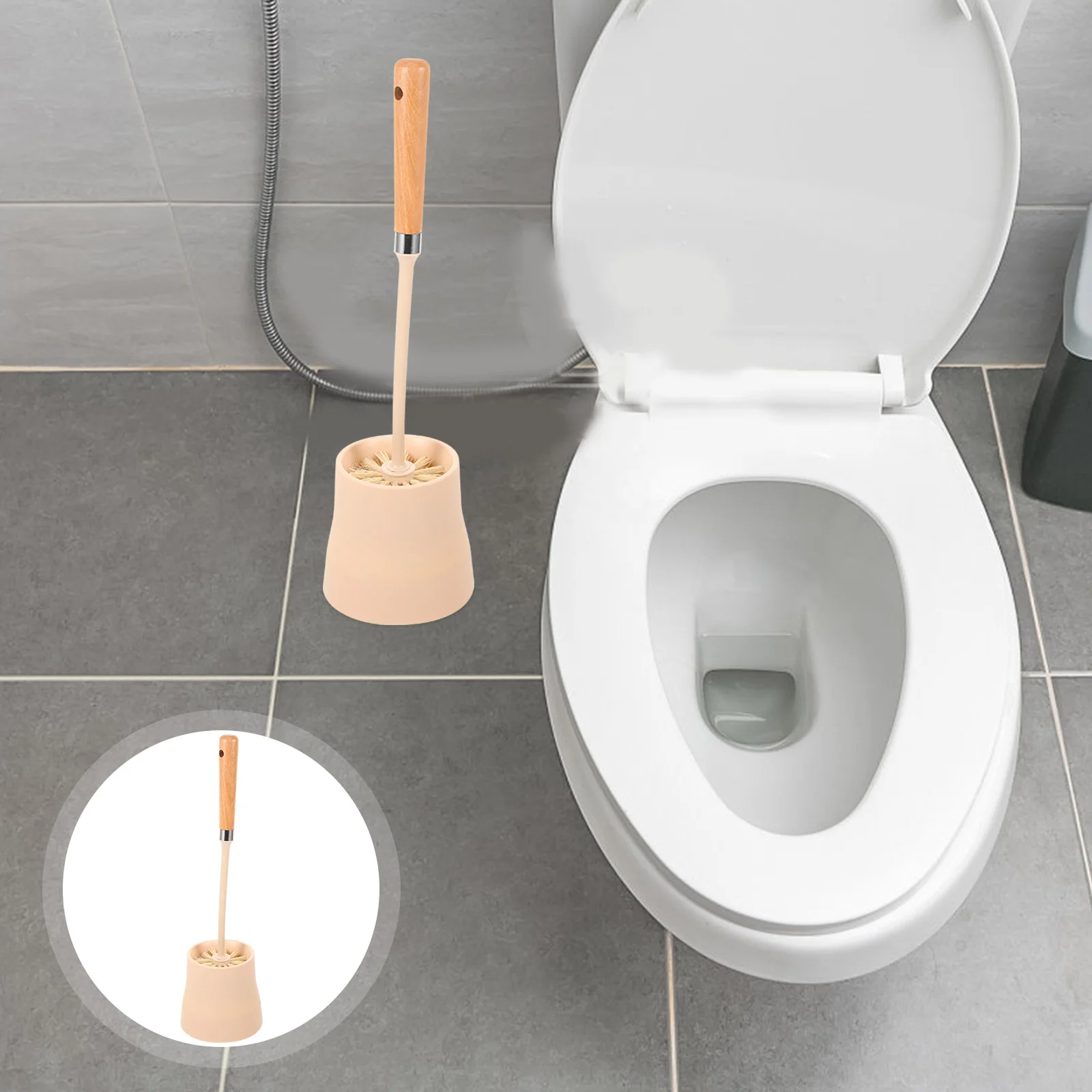 

Toilet Cleaning Brush with Base Holder Home Bowl Cleaner Bathroom Supplies Long Handle