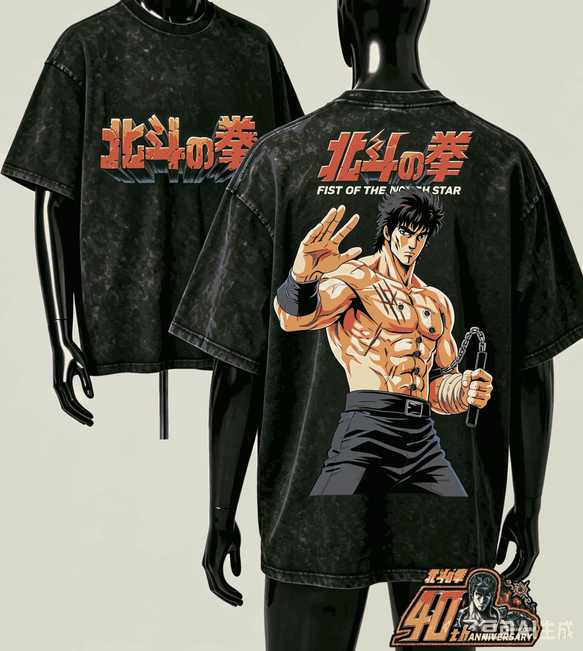 Fist of the North Star Washed T-shirt Anime Lover Harajuku New Model Oversized Vintage Loose Streetwear Classic Unisex Couples