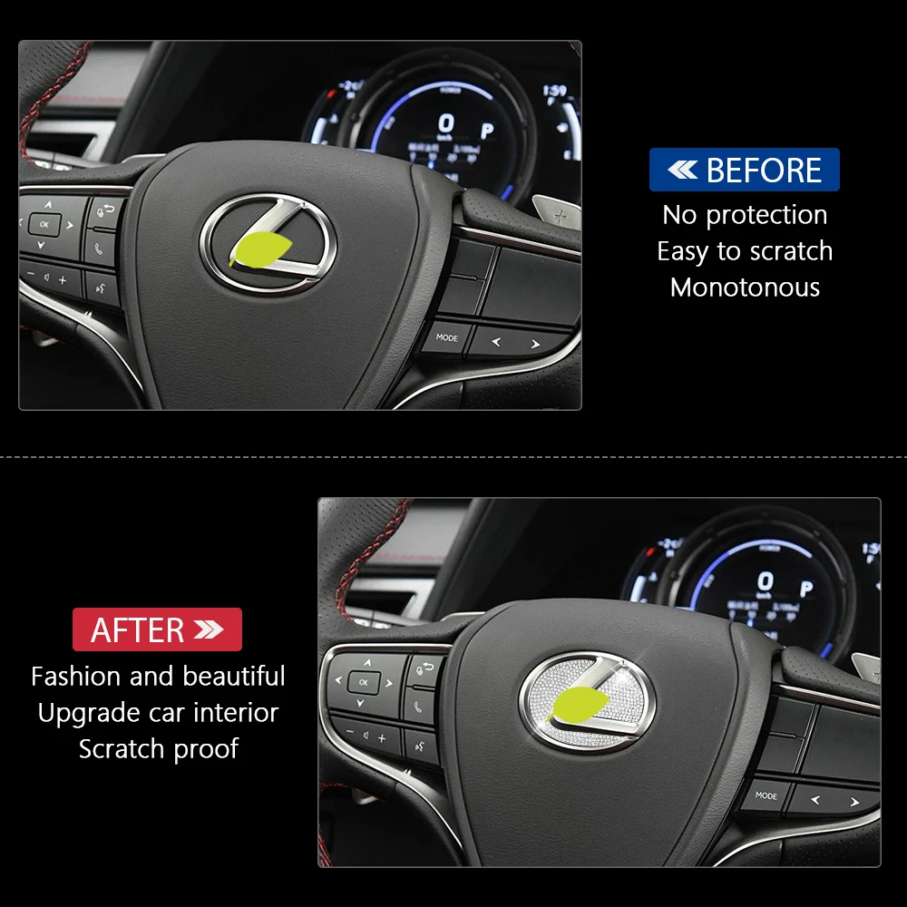 DIYSMART for Lexus Accessories Bling Steering Wheel Logo Emblem Cover NX RX IS ES GX GS LC LS UX Sticker Decals Crystal Silver - view 6