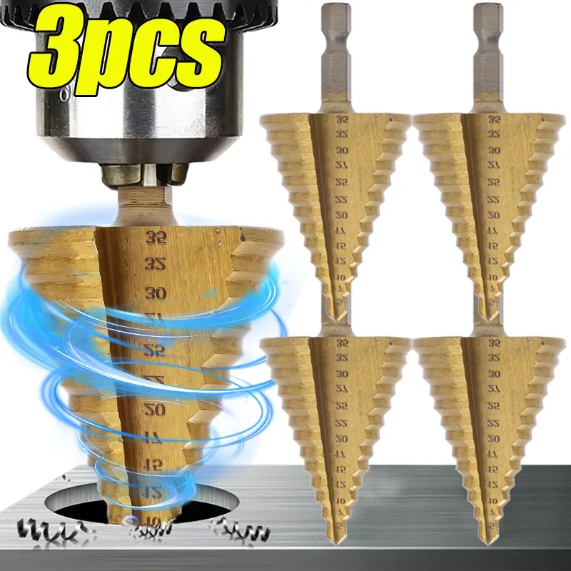 معدن خطوة مثقاب الخشب التيتانيوم المغلفة عالية السرعة الصلب قصيرة طول مثقاب الألومنيوم النحاس البلاستيك الخشب ثقب توسيع الحفر #1