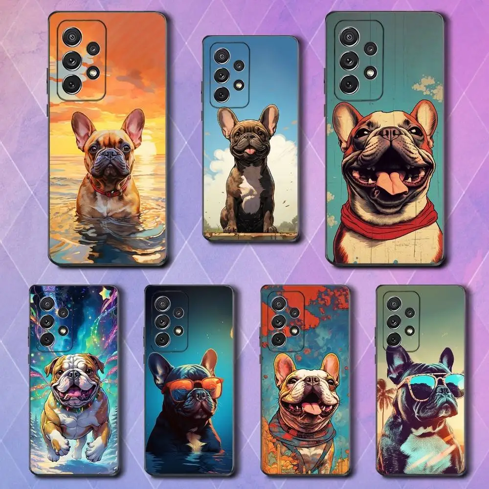 

French Art Bulldog Dog Phone Case For Samsung S25,S24,S23,S22,S21,S20,S10,Ultra,Plus,Lite,FE,Soft Silicone Black Cover