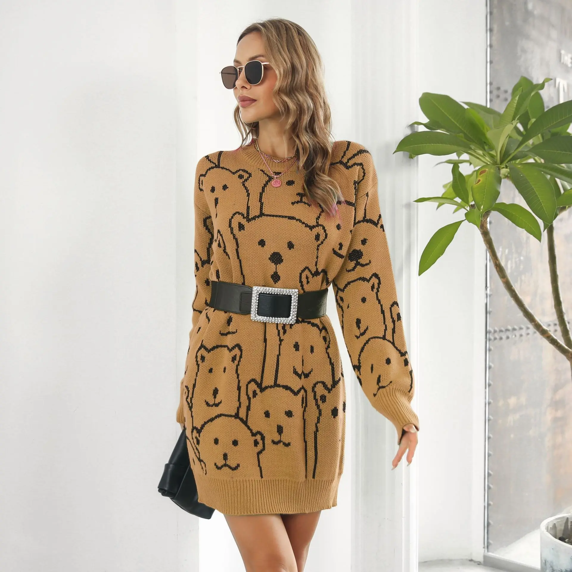 Wollen jurken met lange mouwen Gebreide damesjurk Losvallend Herfst/Winter Nieuw Pull Hiver Femme Brodlande Diego Diego Diego Diego Diego Diego Diego