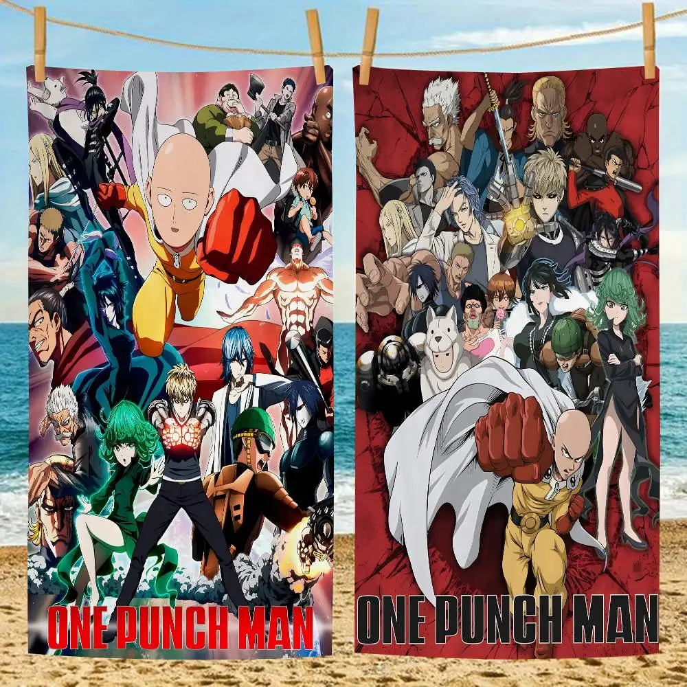O-One-Punch Man S-Saitama Anime Beach Swimming Towel Soft Absorbent Washcloth Children's Gifts for Kids Travel Camping Gym