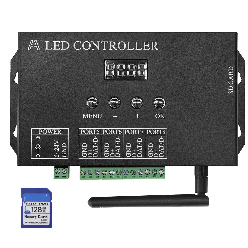 controlador de pixels com cartao sd tira de led artnet dmx para spi ws2811 ws2812b ws2815 ws2813 apa102 h807sa 8ch h807sb wifi 4ch 01