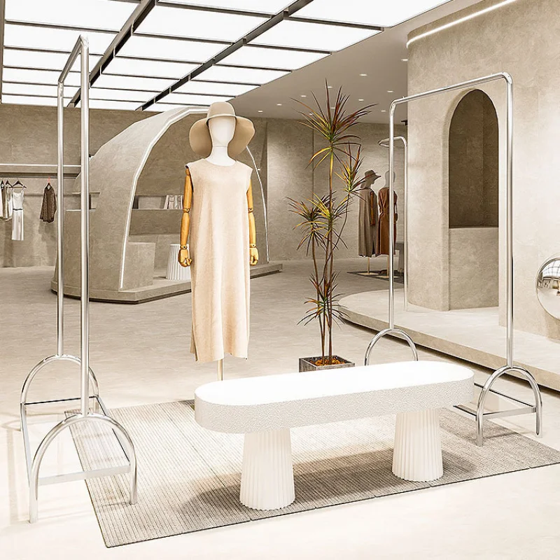 Customized. Clothing Store Display Stand Floor Stainless Steel Zhongdao Hanging Clothes Rack Unisex Wear Store Dedicated Display