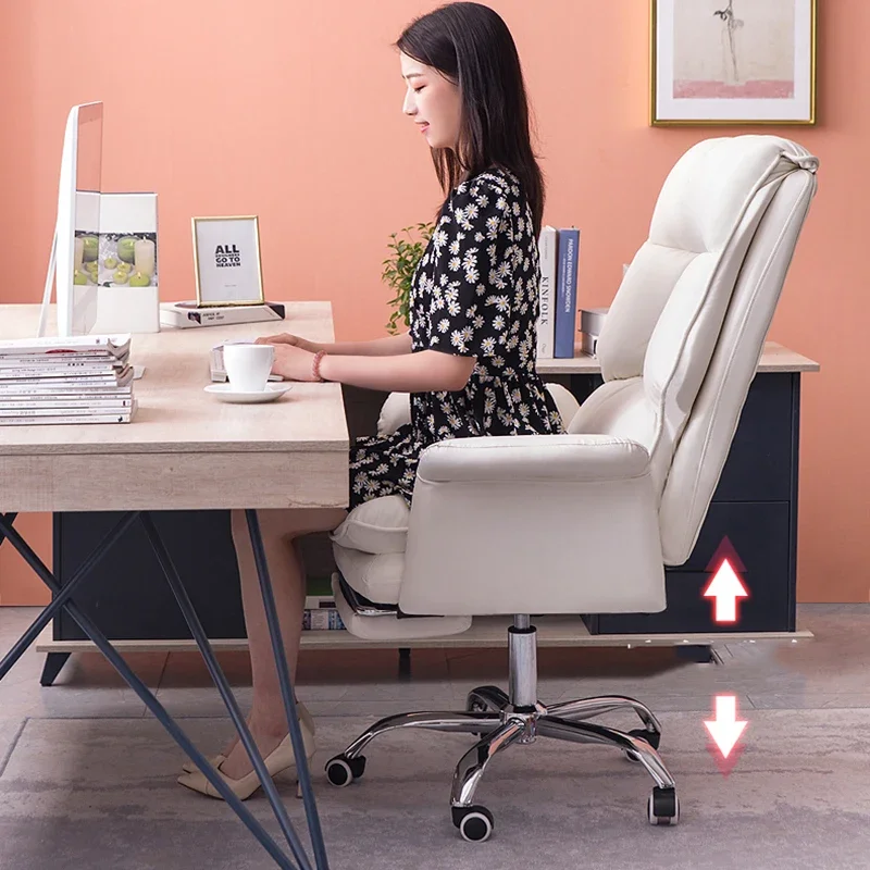 편안한 서포트 오피스 체어, 화이트 모바일 오피스 체어, 컴퓨터 룸 모던 의자, 사무실 가구