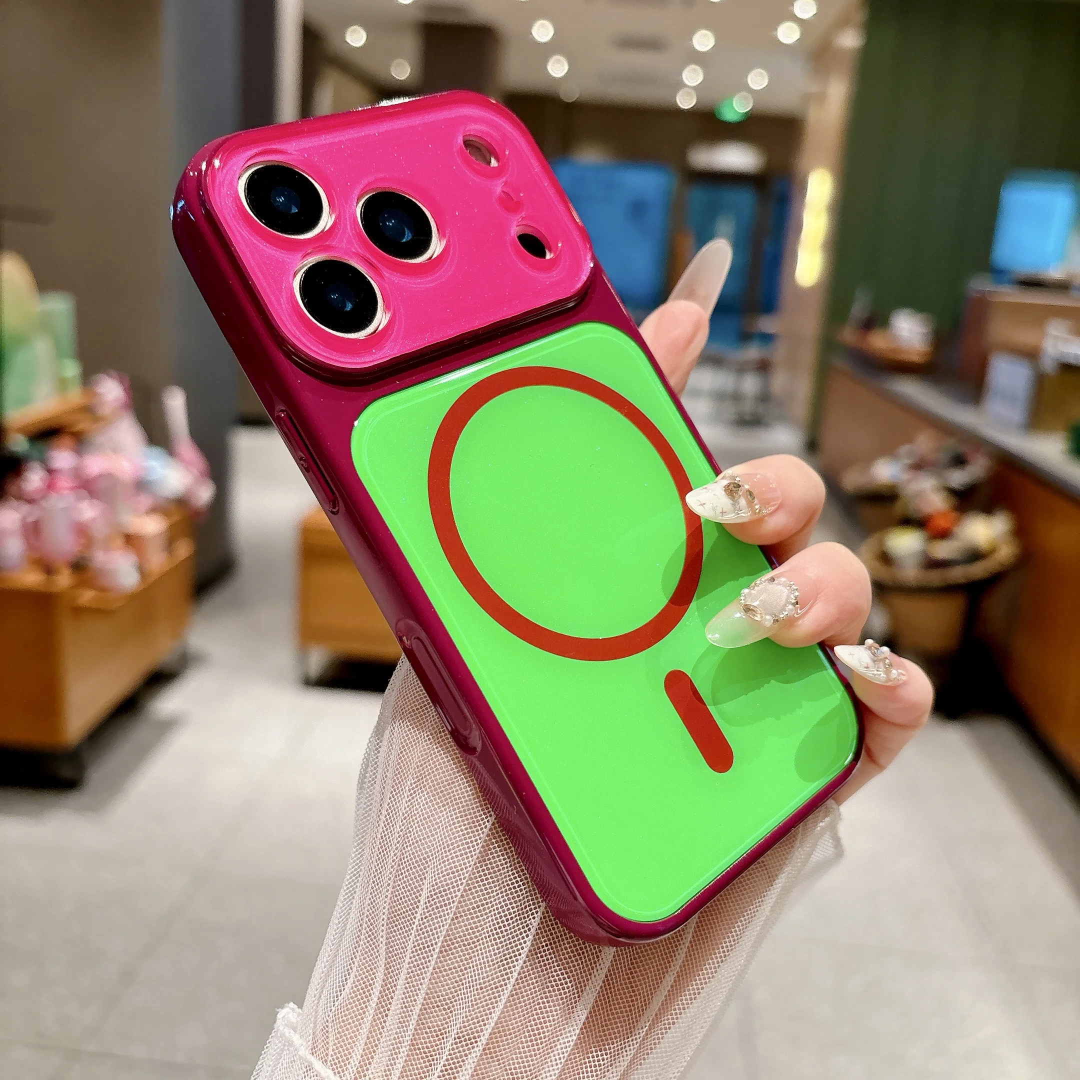 14 Colors Magnetic Case For iPhone 18 17 16 15 14 Pro Max For MagSafe Colorful Crystal Glitter Back Soft Bumper Cover Shockproof