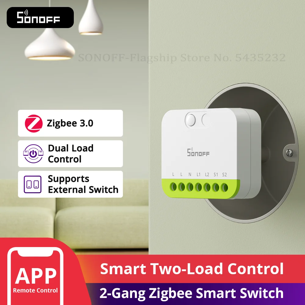 SONOFF MINI-ZB2GS MINI DUO commutateur intelligent Zigbee 2 gangs contrôle de charge double Signal de compatibilité Zigbee 3.0 avec plusieurs Hubs Zigbee