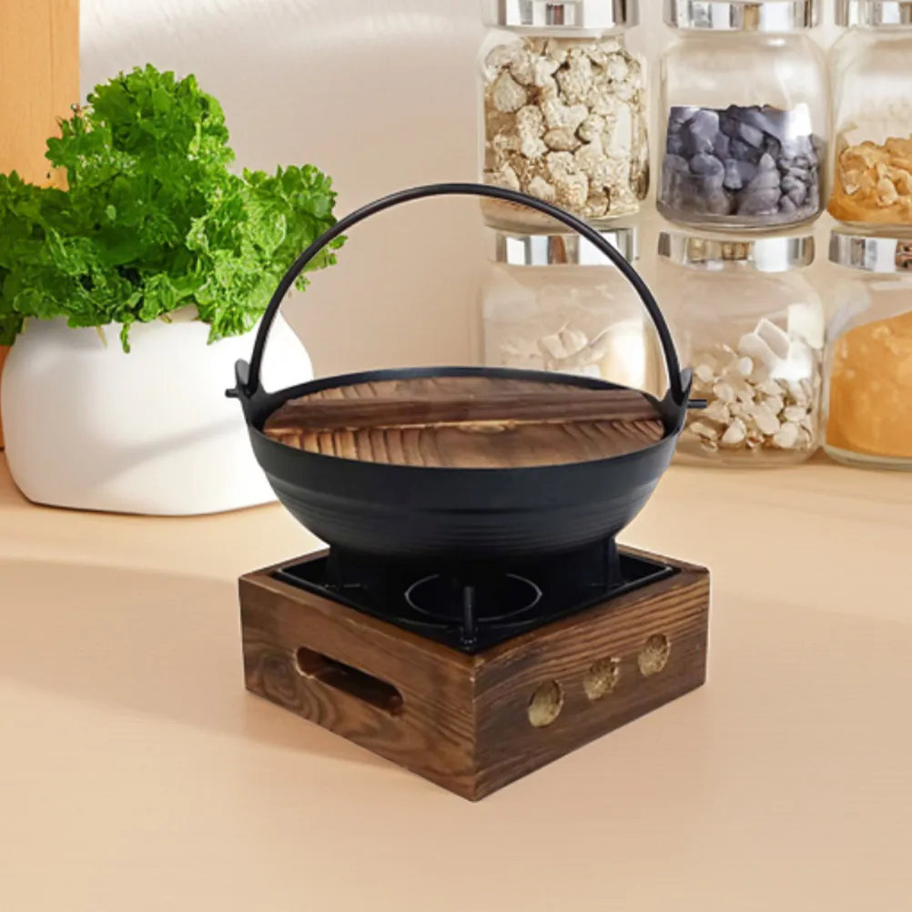 1 Juego de ollas de hierro fundido estilo japonés Sukiyaki para sopa Shabu, para el hogar, camping, pícnic al aire libre, utensilios de cocina, olla de hierro.