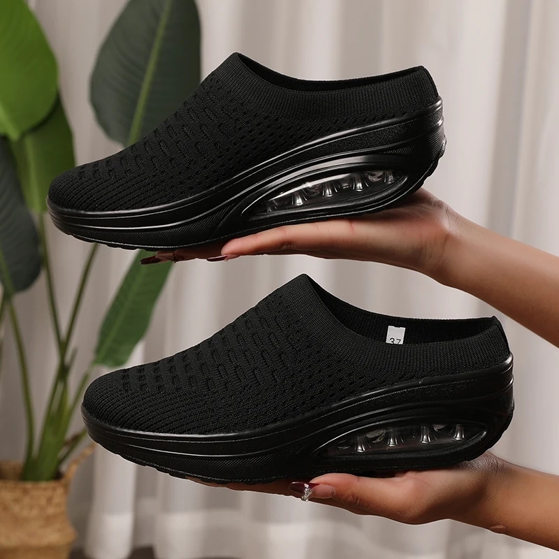

Женские повседневные однотонные слипоны на воздушной подушке, легкие вязаные бахилы, дышащая повседневная обувь