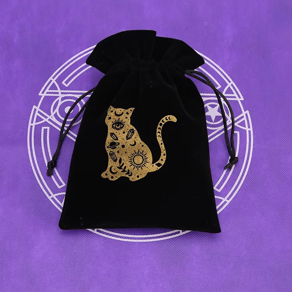 Velvet Drawstring Tarot Storage Bag with Embroidery Design