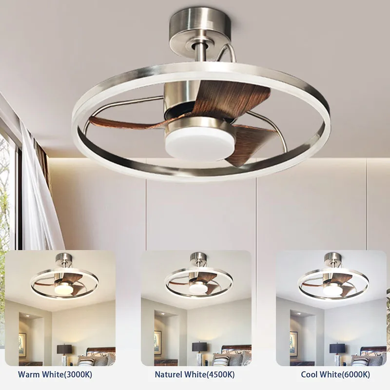 24 Inch French Style Fan Light Remote Control 6-Speed Reversible Electric Fan Ceiling Light Bedroom Living Room Decoration Ceili