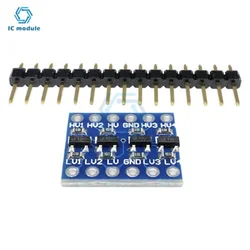 Convertidor de nivel lógico de alto/Bajo Voltaje I2C, módulo de placa bidireccional de 5V a 3,3 V, módulo de CC para Arduino con pines