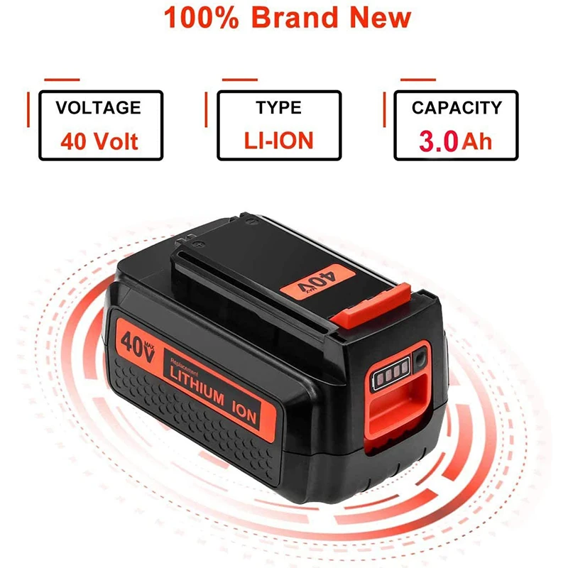 LBX2040 For Black and Decker 40V/36V 3000mAh Li-ion Rechargeable Power Tool Battery LBXR36 BL2036 LBX2040 LST136,LST420,LST220