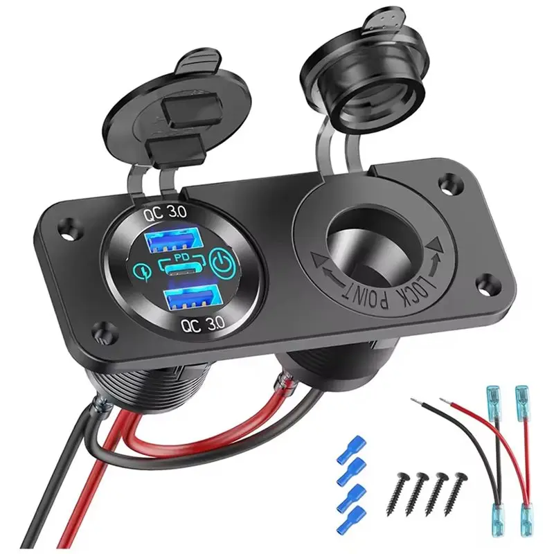 

Marine 12V USB Charging Outlet Panel Dual QC3.0& PD3.0 Ports 150W Waterproof For Boat RV Sockets