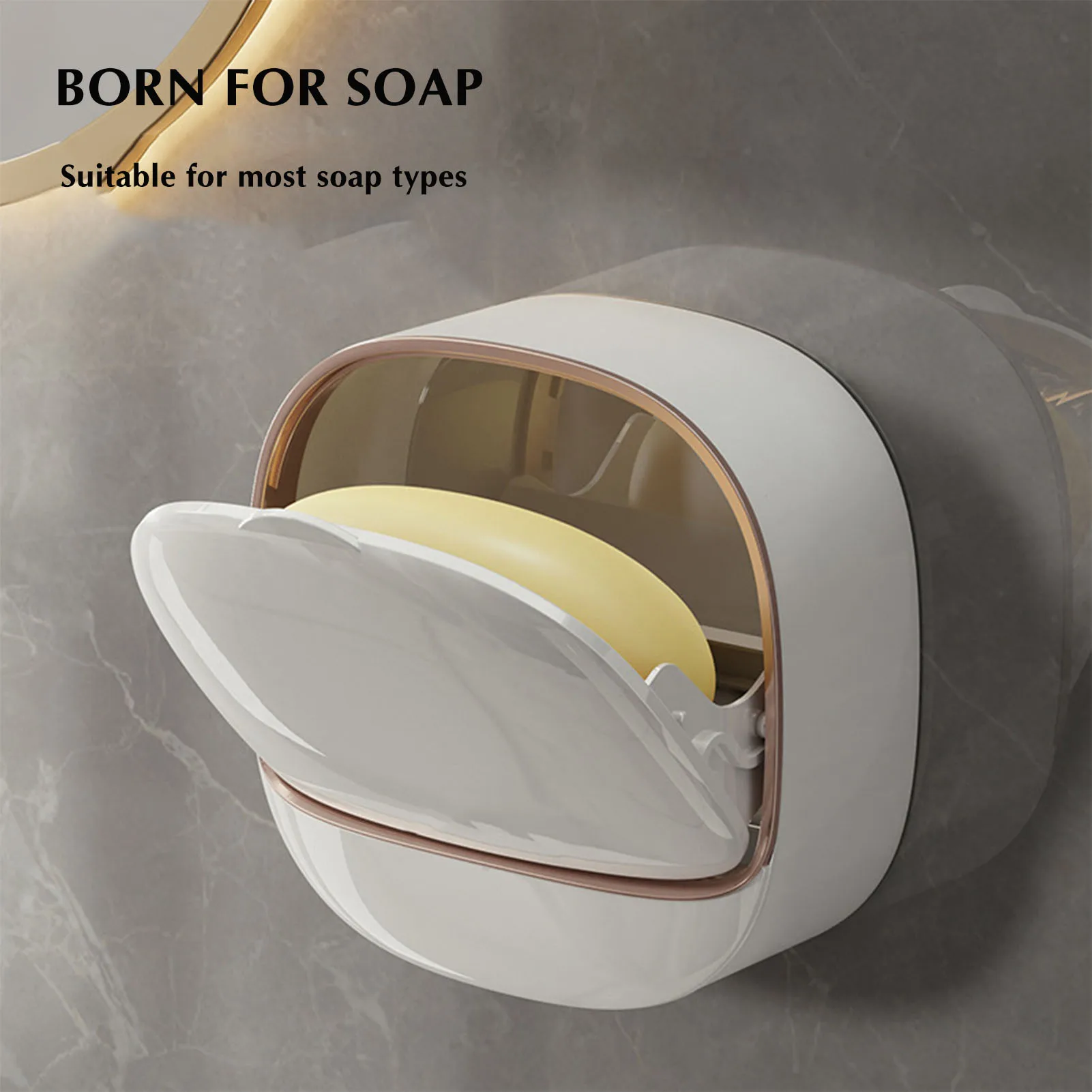 

1pcs Wall-Mounted Soap Box Waterproof Draining Tray Punch Free Detachable Hanging Soap Holder Laundry Room Bathroom Supply