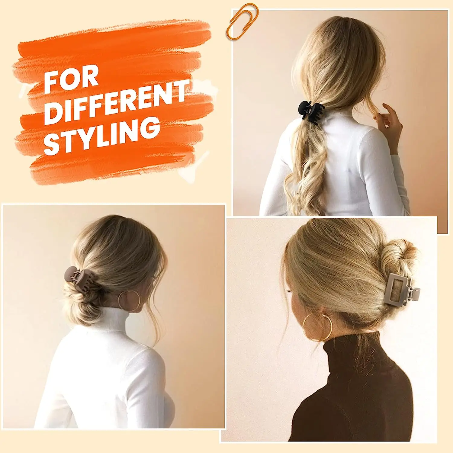 8PCS Medium Hair Claws for Women Girls Claw Clips for Thin Hair Lady Hairpins Matte Jaw Clip Headwear Women Hair Accessories image 5