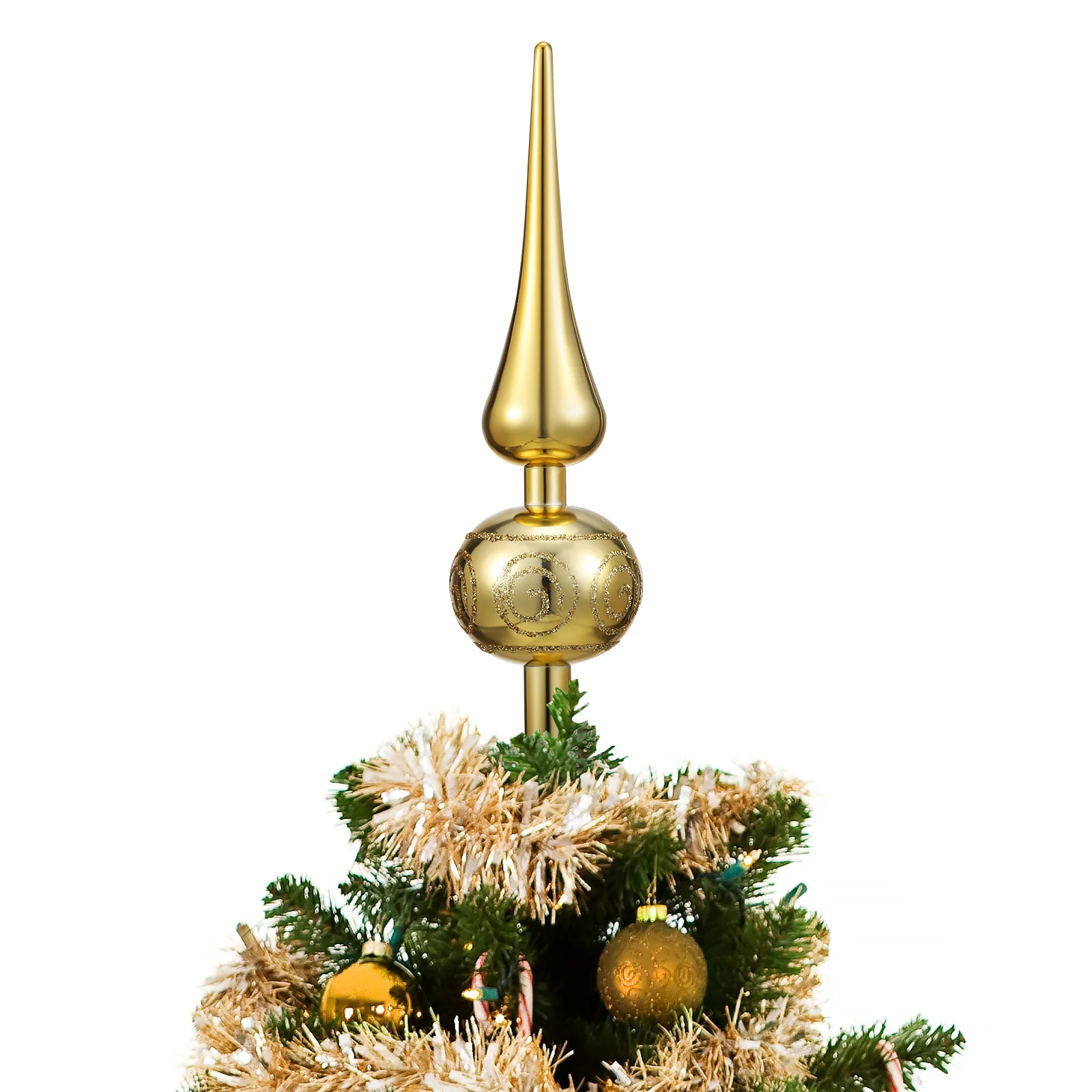 3-częściowa dekoracja choinkowa Gourd Top Star Gold Red Mini Vintage Topper Plastikowe toppery